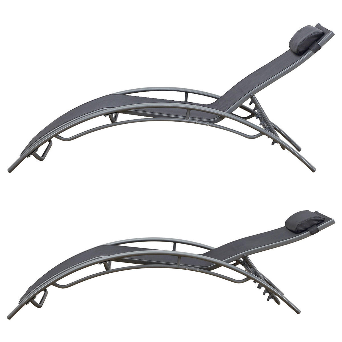 SONNENLIEGEN Galapagos Grau 2er-Set - Grau, Metall (63/82/173.5cm) - Happy Garden
