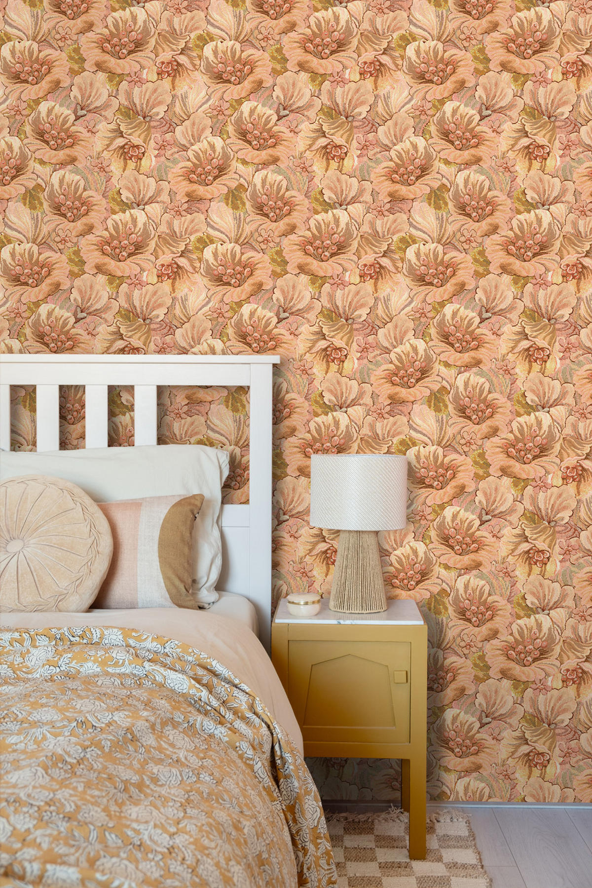 TAPETE gesticktes Blumenmuster 50 x 900 cm - Gelb, Papier (50/900cm) - ESTAhome