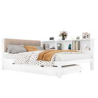 TAGESBETT 140/200 cm weiß aus Kiefernholz mit ausziehbarem Bett und dimmbarer LED-Beleuchtung - Weiß, Holz (140/200cm) - OKWISH