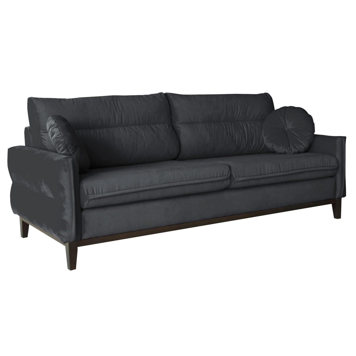 SITZGARNITUR Belweder, zwei Sofas+Sessel, Dunkelgrau, Velours - Wengefarben/Dunkelgrau, Holz/Textil (268/95/94cm) - Beautysofa