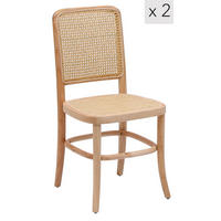 STUHL 2er-Set Rattan Braun - Braun, Holz (44/90/46cm) - Nordlys