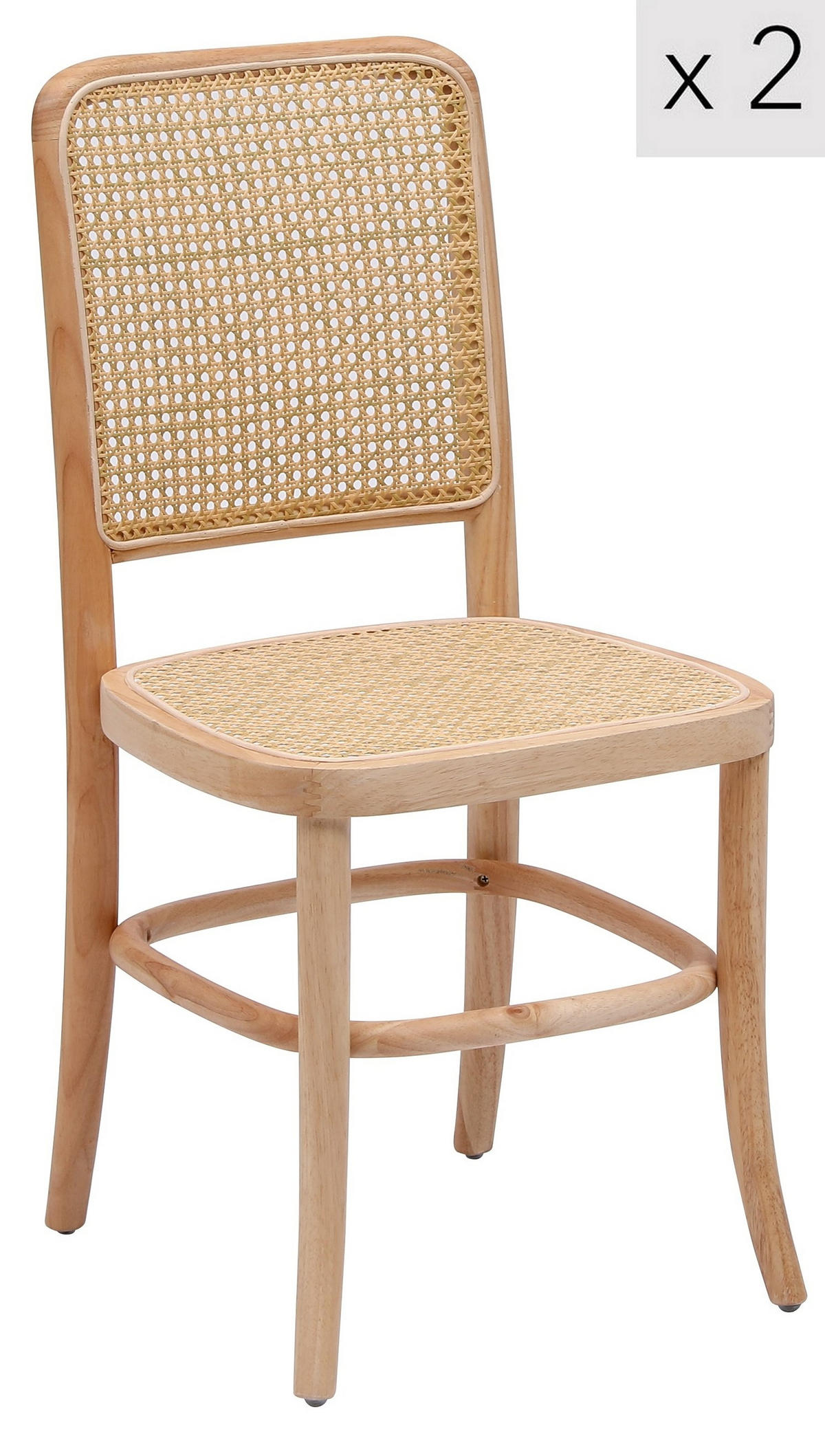 STUHL 2er-Set Rattan Braun - Braun, Holz (44/90/46cm) - Nordlys