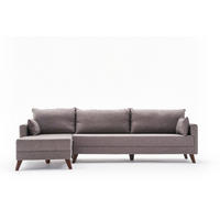 ECKSOFA mit losen Rückenkissen und Schlaffläche - Taupe/Rotbraun, Holz/Kunststoff (275/165cm) - myHomelando