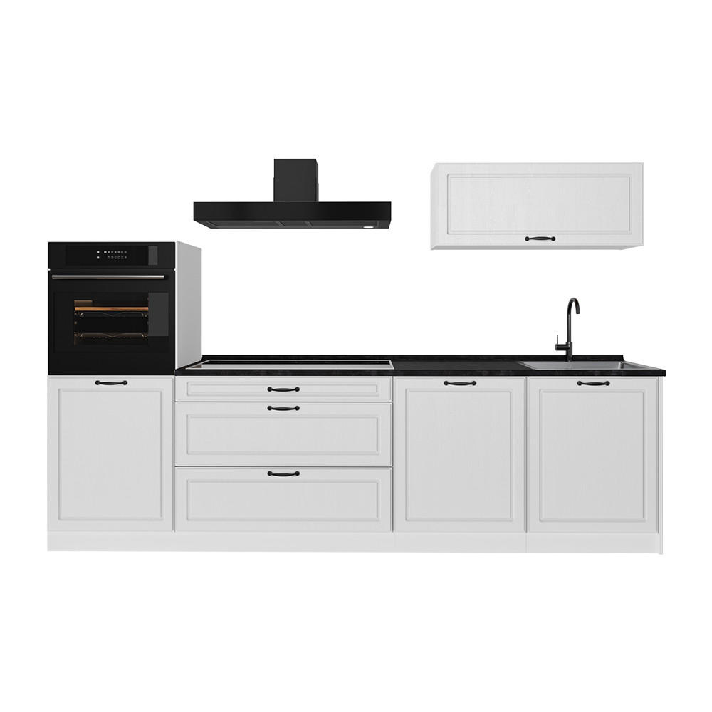 KUCHYNKA R-Line, Biely vidiecky dom/biely, 280 cm antrasiitti työtaso - biela, kompozitné drevo (280/143/60cm) - Vicco
