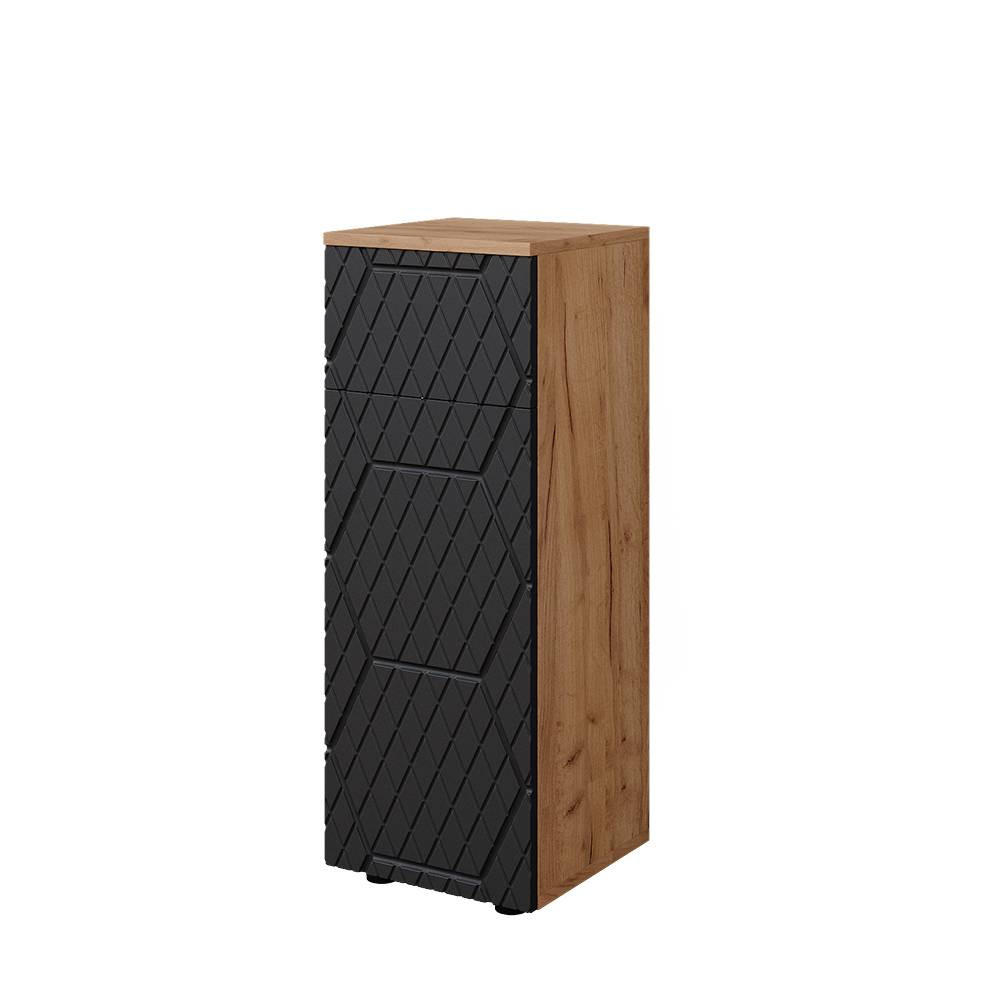 MIDISCHRANK Irma Anthrazit gestreift 30x81 cm mit 1 Schublade 2 Fächer - Anthrazit, Holzwerkstoff (30/81/30cm) - Vicco