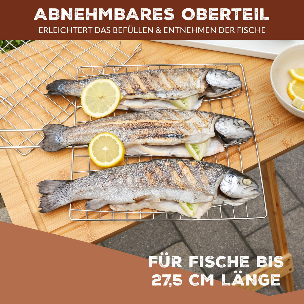 FISCHGRILLER, silber, Edelstahl - Edelstahlfarben, Metall (27.5/27.5/59cm) - bremermann