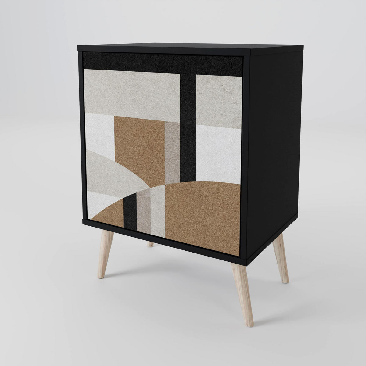 SIDEBOARD DELICATE MEMENTO, Schwarz, 57,5x42x75,5 cm, Goldfarbene Metallfüße - Goldfarben/Multicolor, Holzwerkstoff/Metall (57.5/75.5/42cm) - SpaceRebels