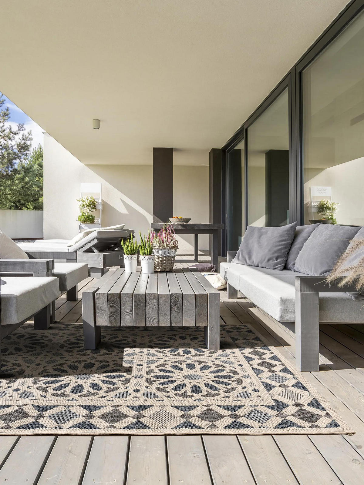 OUTDOORLÄUFER River Beige/Blau 67x240 cm - Beige, Textil (67/240cm) - benuta Nest