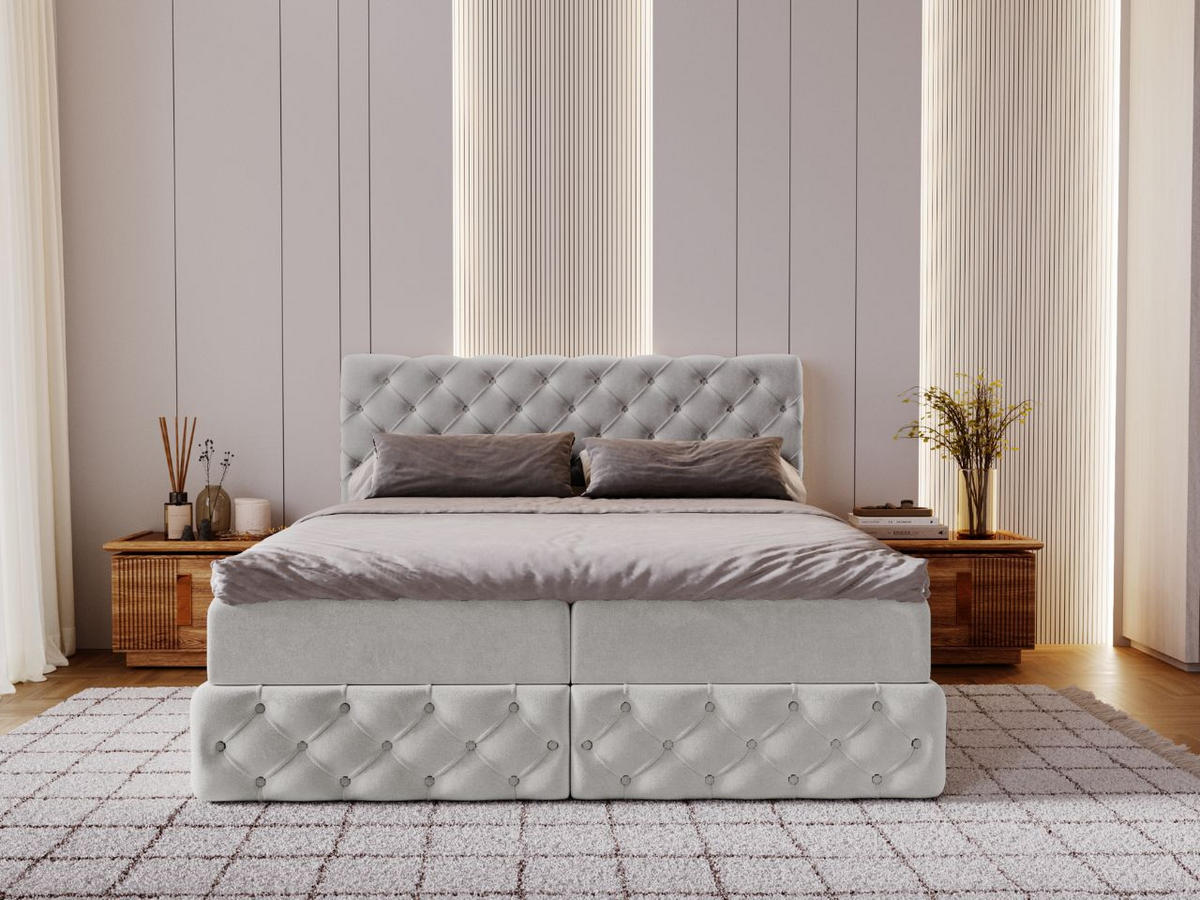 BOXBETT Canolo 140x200 Hellgrau - Hellgrau, Holz/Textil (140/200cm) - Graingold