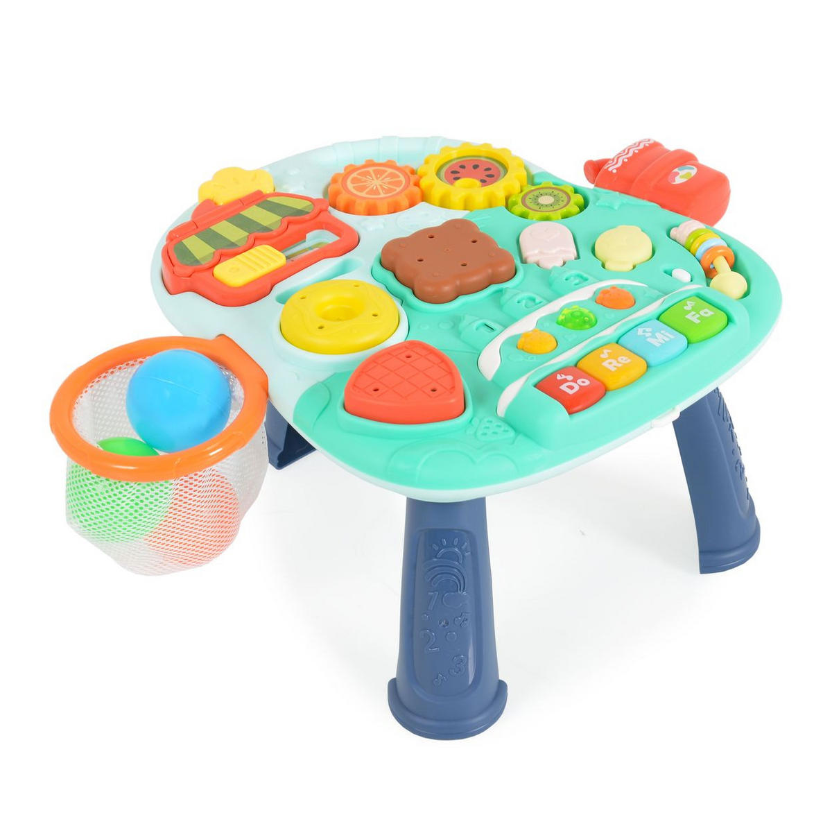 LAUFLERNHILFE 2 in 1 Korb türkis Musikfunktion, Spieltisch, Bälle, Spielcenter - Blau, Kunststoff (40/41/35cm) - Moni
