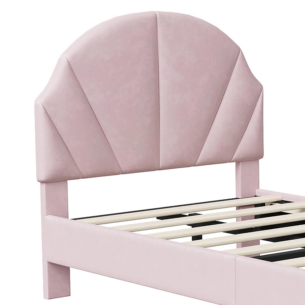 POLSTERBETT Klassisch mit Höhenverstellbarem Kopfteil 90/200 cm Samt Rosa - Pink, Textil (90/200cm) - Creahappy