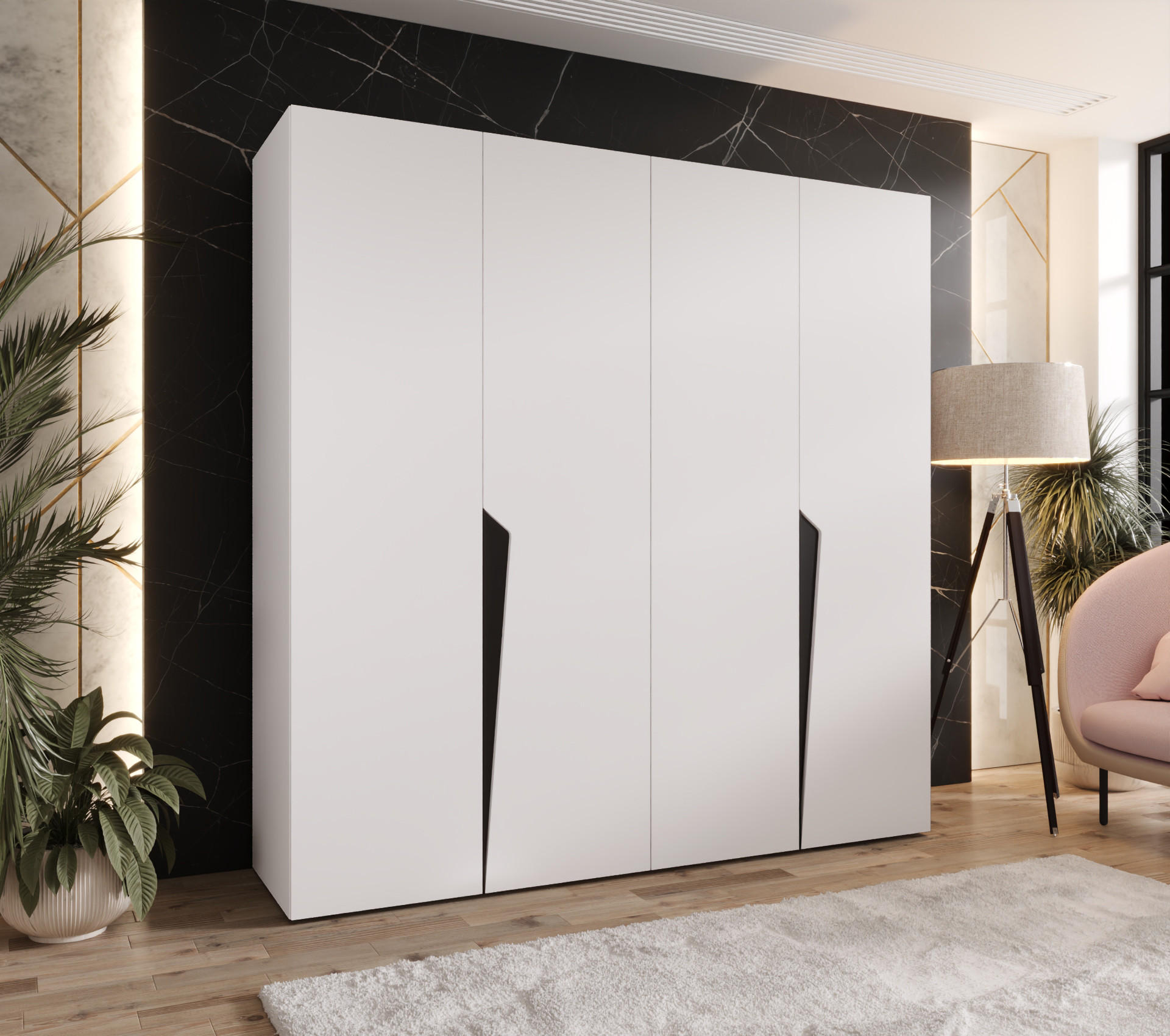 DREHTÜRENSCHRANK 202/200/52 4-türig - Schwarz/Weiß, Holz/Metall (200/202/52cm) - Abiks Möbel