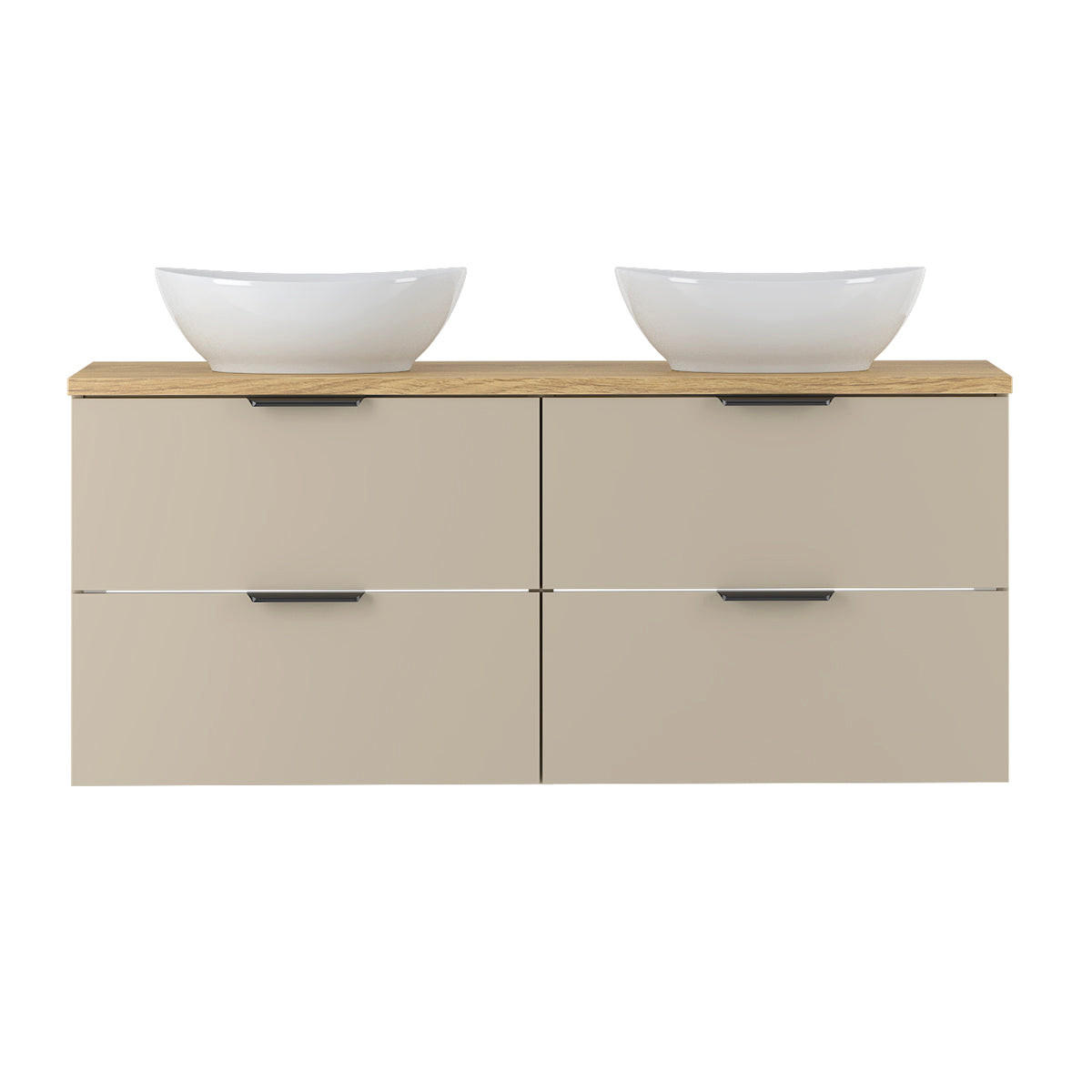 DOPPELWASCHTISCH 120.6cm Astrid Kaschmir und Holz - Beige, Holzwerkstoff (120.6/52.2/46.5cm) - Petits-meubles
