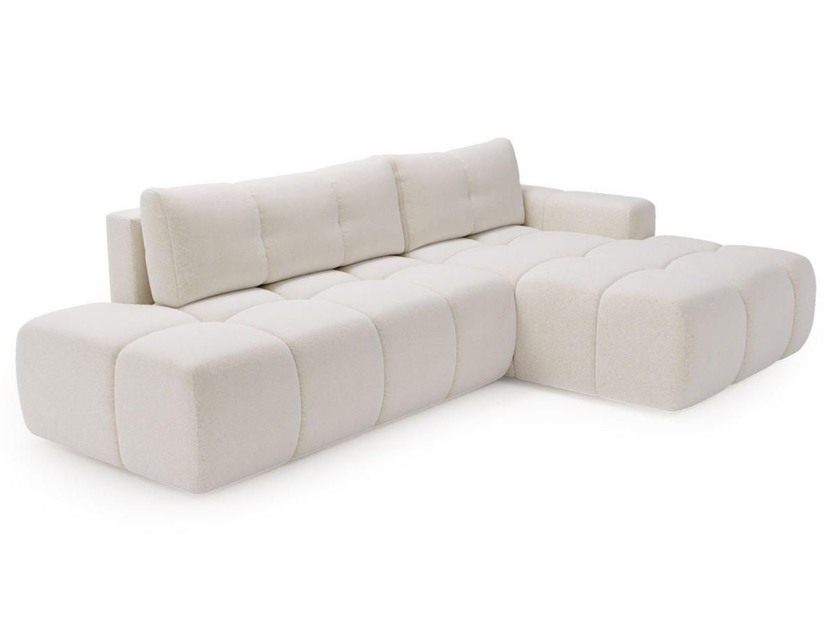 ECKSOFA Montero Bouclé-Stoff Weiß Rechts - Weiß, Holz/Textil (280/177cm) - Graingold