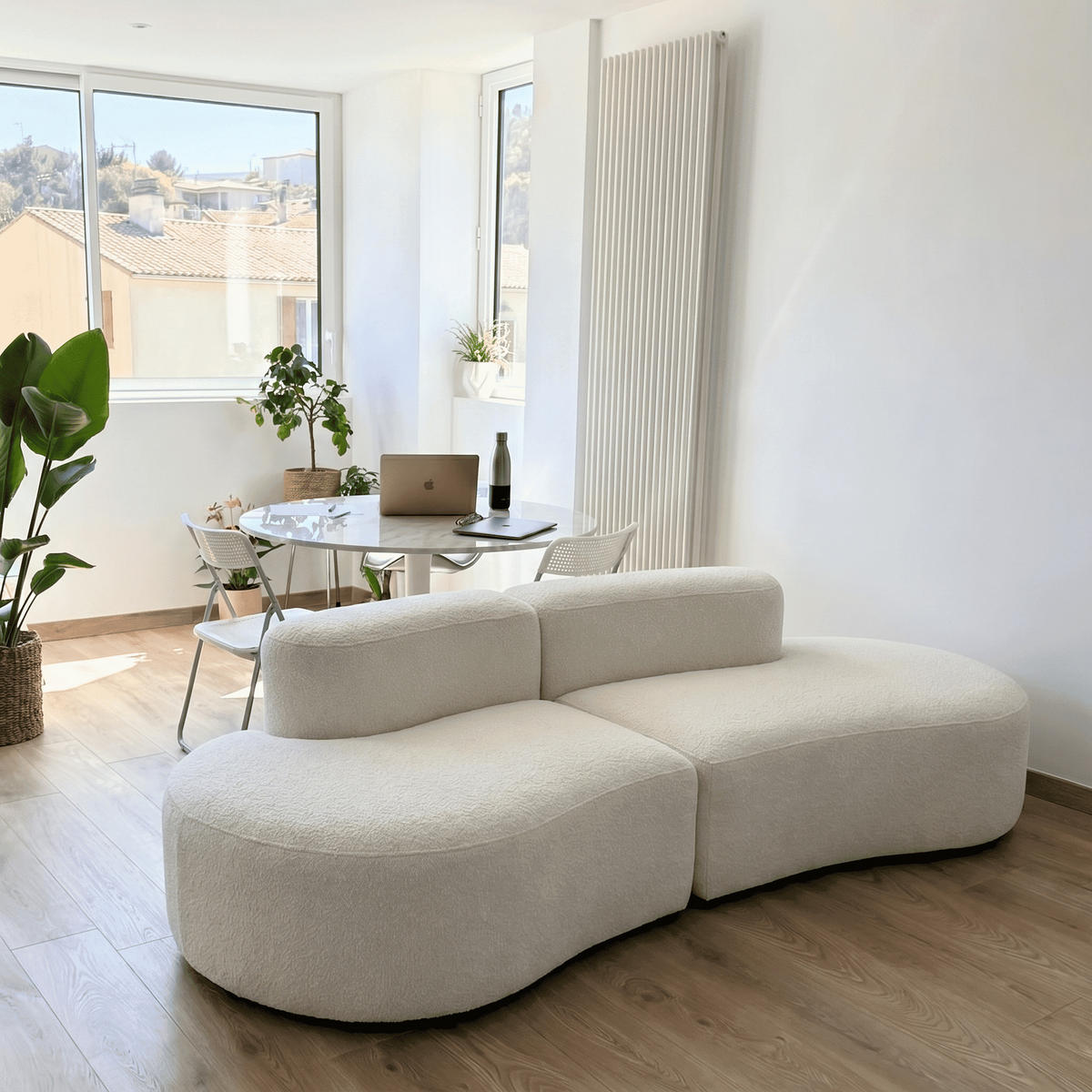 SOFA Lounge Weiß 2-Sitzer - Weiß, Textil (240/75/102cm) - COCO Living