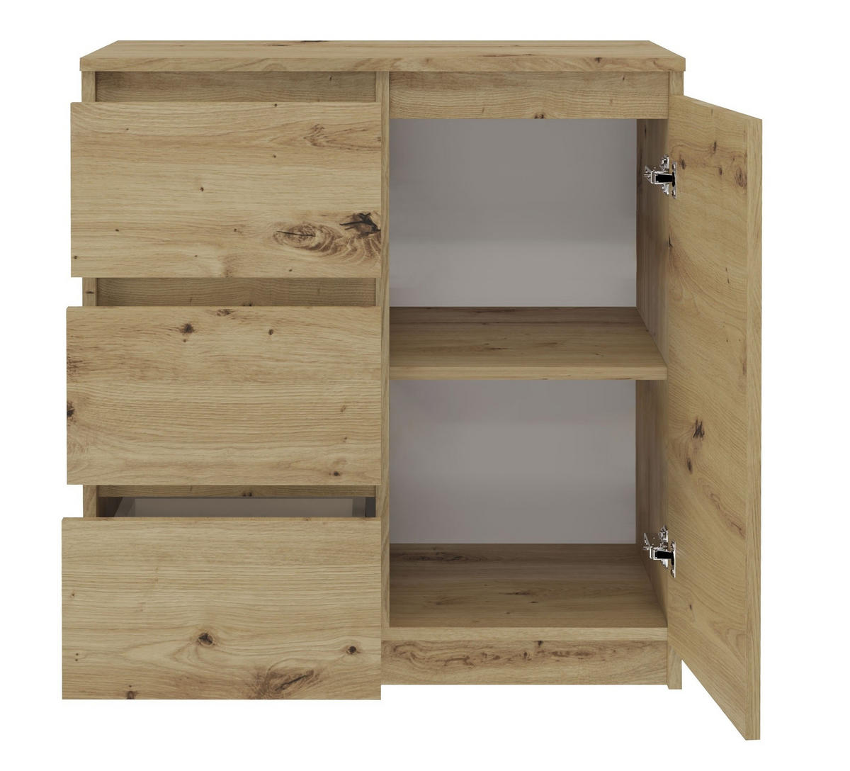 KOMMODE 1D3S SCHRANK 1 TÜR 3 SCHUBLADEN EICHE ARTISAN - Eiche Artisan, Holzwerkstoff (80/75/40cm) - CDF