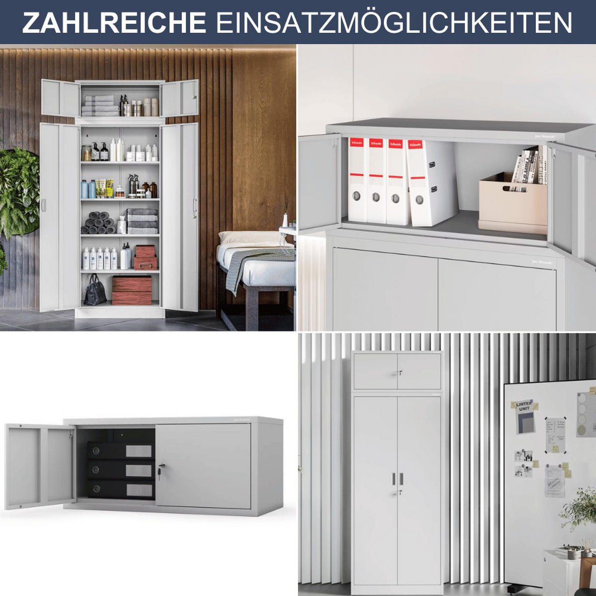 SCHRANKERWEITERUNG Aktenschrank mit 2 Flügeltüren 38x80x40cm Grau - Grau, Metall (80/38/40cm) - DELUKE