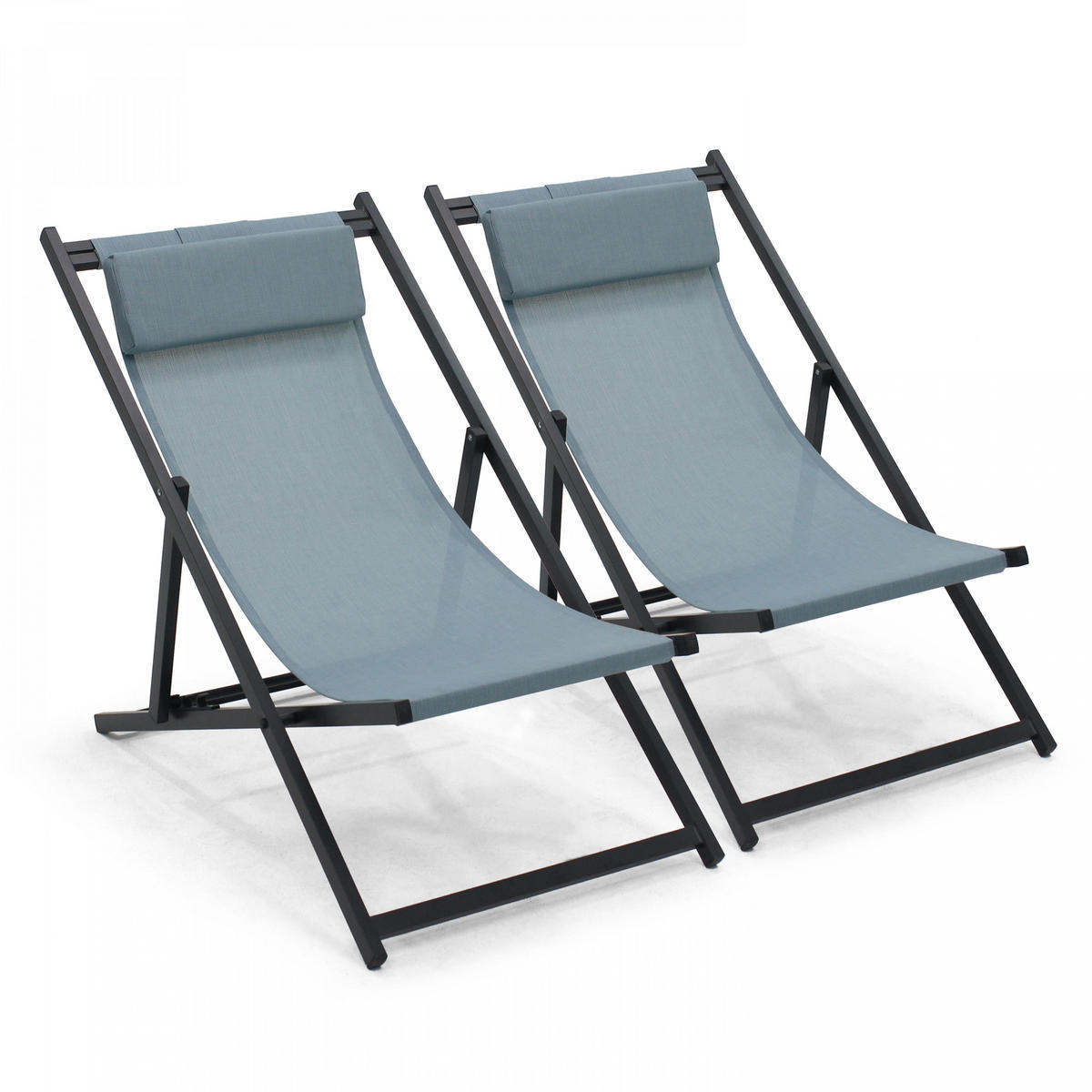 LIEGESTUHL 2-tlg., Blau - Blau, Metall (61/74/102cm) - Oviala