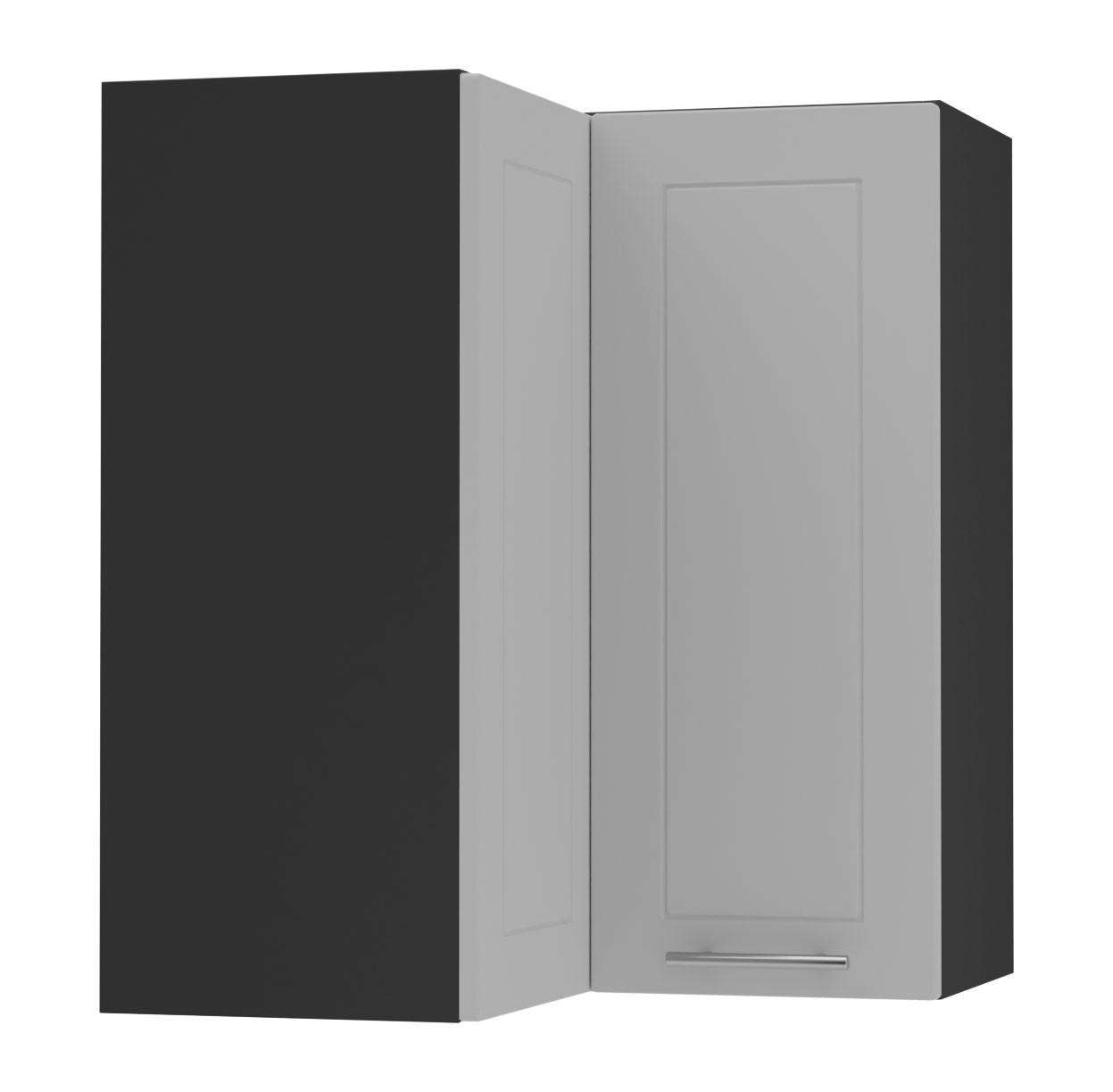 ECKHÄNGESCHRANK Kvantum W12/60 Dust Grey Matt / Schwarz Matt 60 / 60 / 72cm - Schwarz/Grau, Holz/Holzwerkstoff (60/72/60cm) - Feldmann-Wohnen