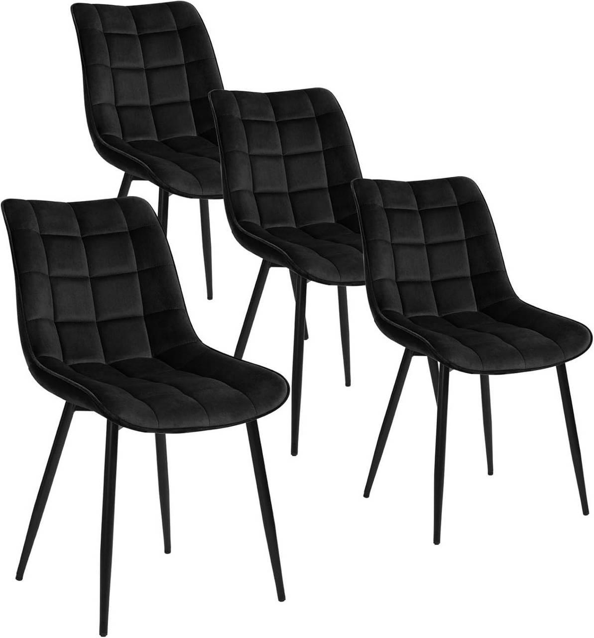ESSZIMMERSTUHL 4er Set, Samt, Metallbeine, Schwarz - Schwarz, Textil/Metall (46/85.5/40.5cm) - Woltu