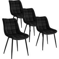 ESSZIMMERSTUHL 4er Set, Samt, Metallbeine, Schwarz - Schwarz, Textil/Metall (46/85.5/40.5cm) - Woltu