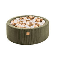 BÄLLEBAD für Kinder, Cord, Khaki - Koralle/Salbeigrün, Textil (90/90/30cm) - MeowBaby