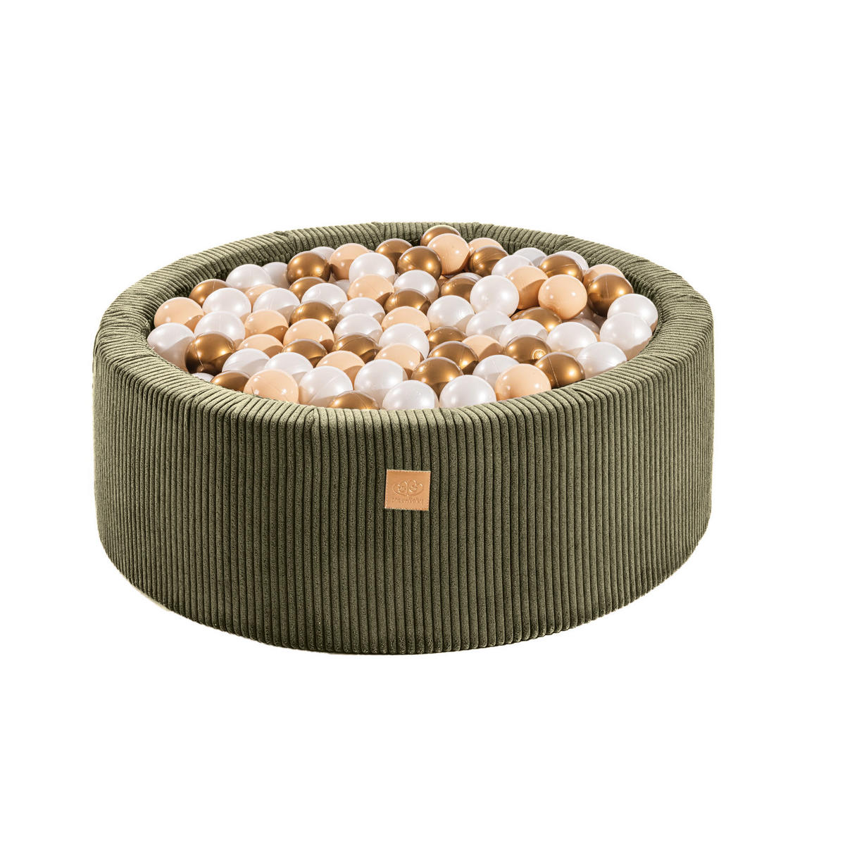 BÄLLEBAD für Kinder, Cord, Khaki - Koralle/Salbeigrün, Textil (90/90/30cm) - MeowBaby