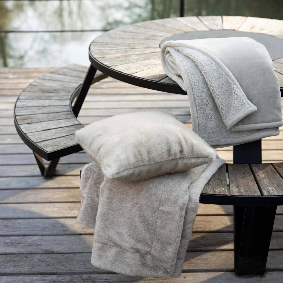 KISSEN Liwen natur 45 x 45 cm - Naturfarben, Textil (45/45cm) - Vivaraise