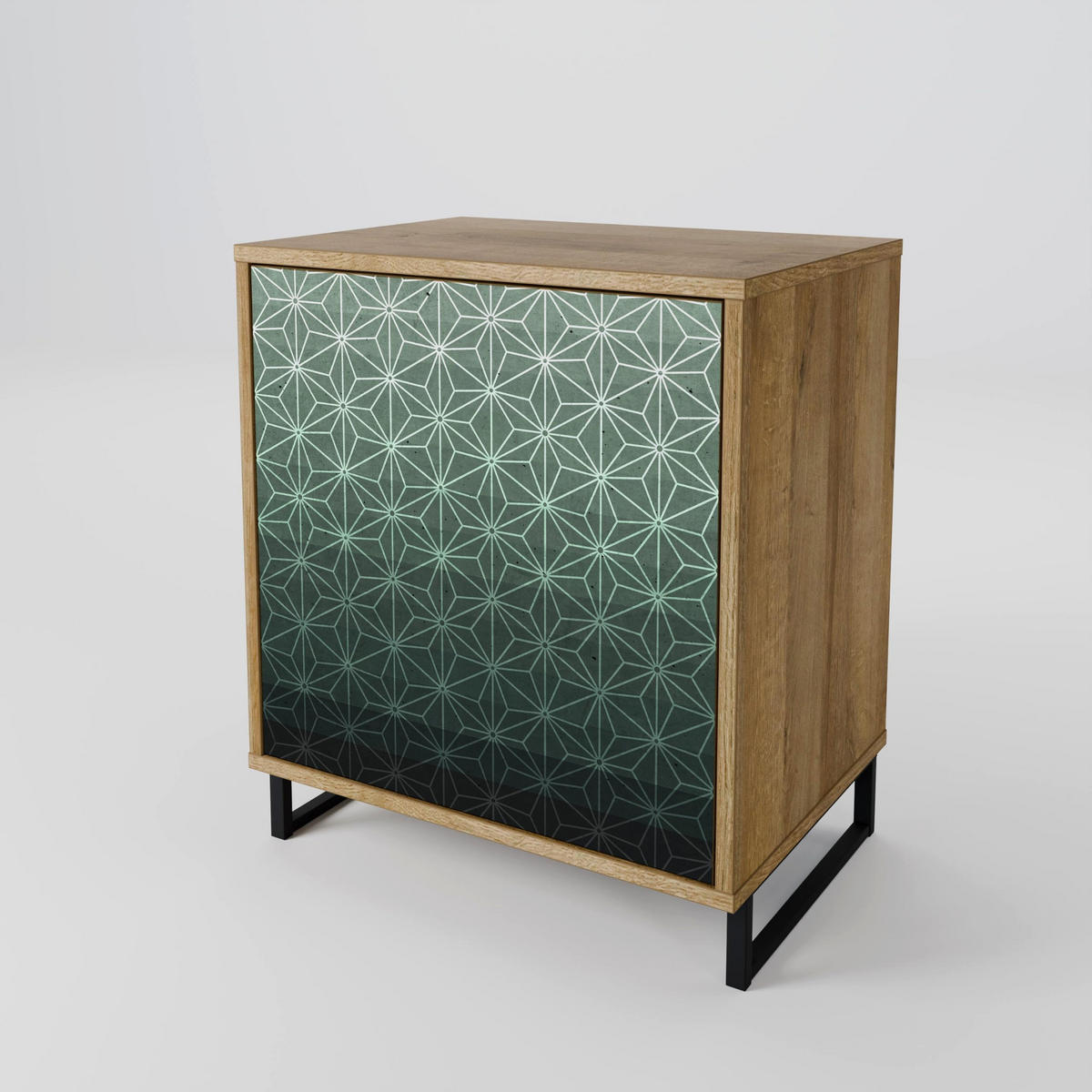 SIDEBOARD ORNAMENTAL GLIMMER, Eichefarben, 57,5x42x77,5 cm, Schräge Buchenholzfüße - Eichefarben/Buchefarben, Holzwerkstoff/Buchenholz (57.5/77.5/42cm) - SpaceRebels