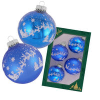 CHRISTBAUMKUGELN Rentier Blau 7cm (Glas / 4 Stk.) - Blau, Glas (7/7/7cm) - Krebs Glas Lauscha
