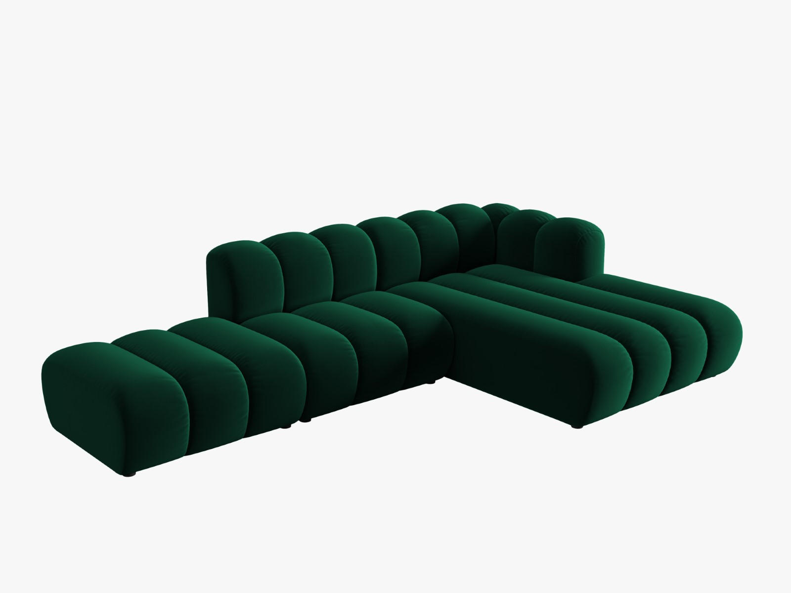 ECKSOFA modular rechts Lupine aus Samt flaschengrün 5 Sitzplätze - Dunkelgrün, Textil (177/299cm) - Micadoni