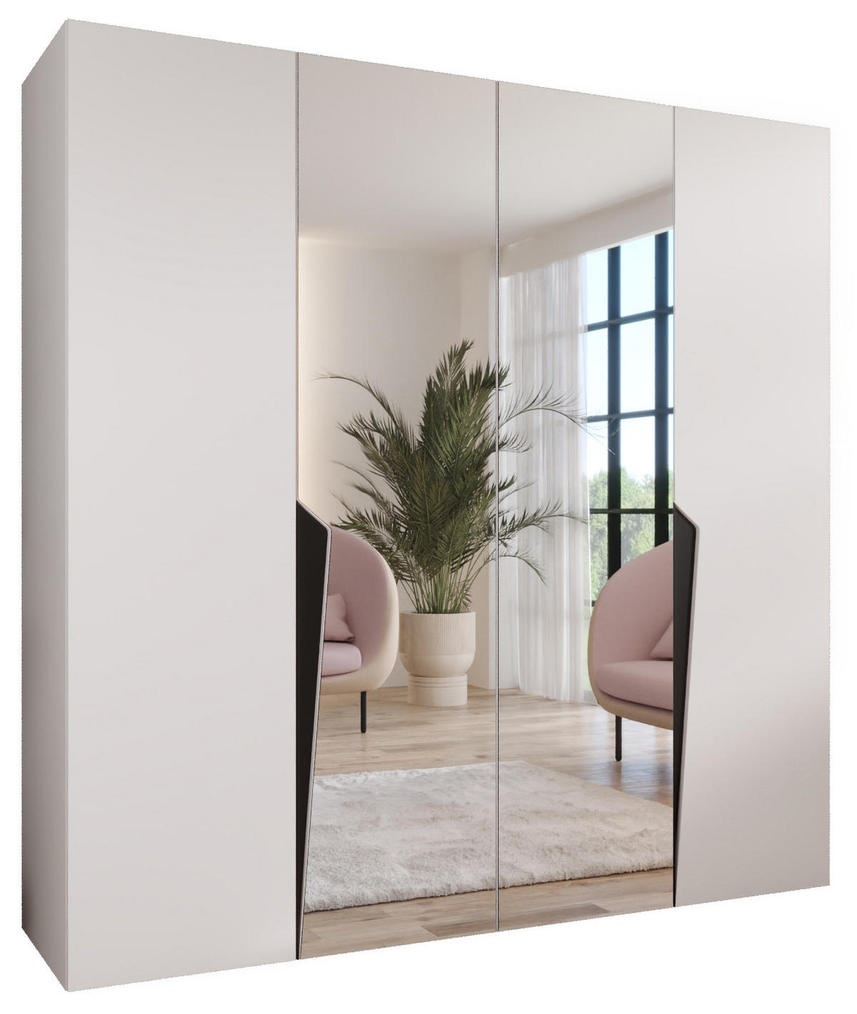 DREHTÜRENSCHRANK 202/200/52 4-türig - Schwarz/Weiß, Holz/Metall (200/202/52cm) - Abiks Möbel