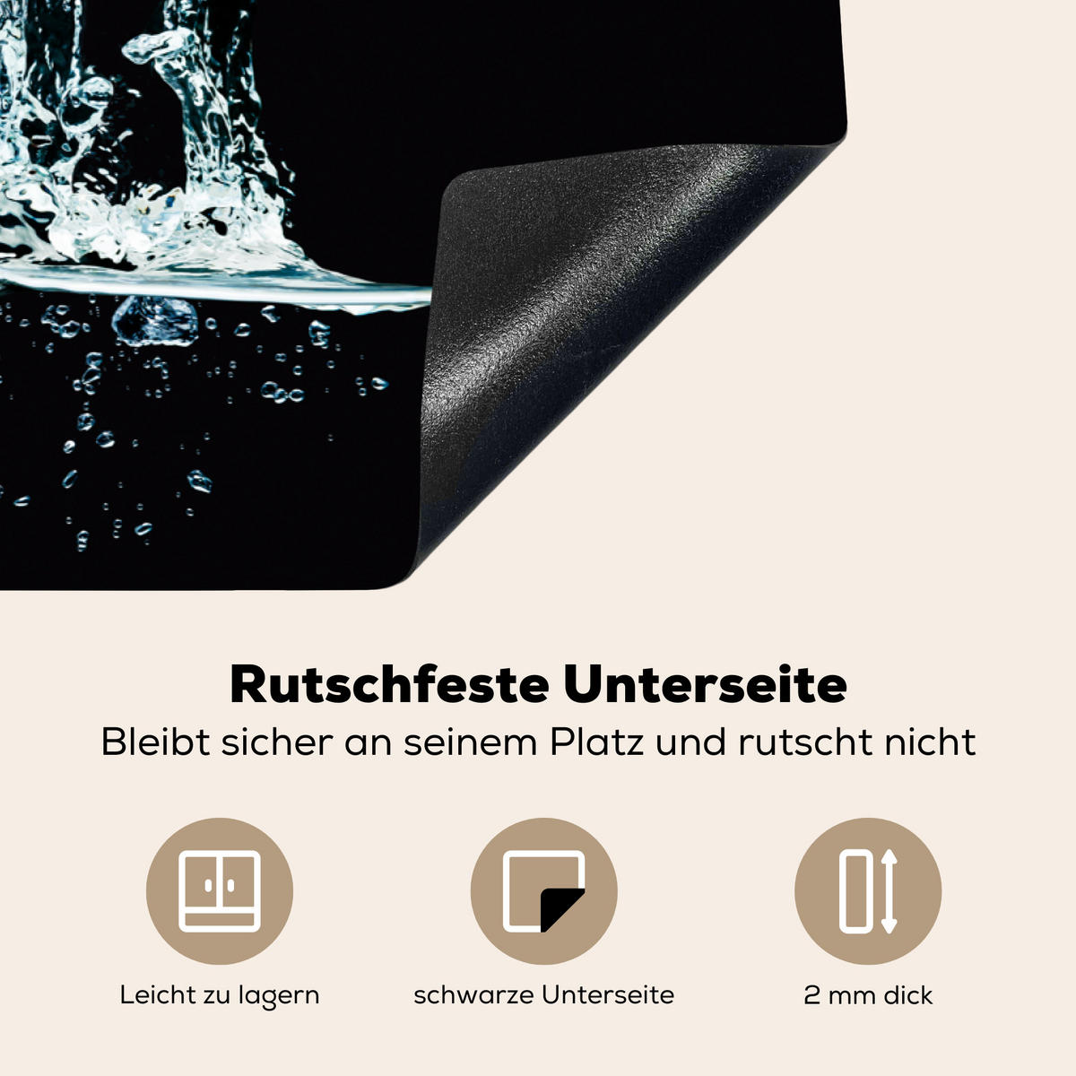 HERDABDECKPLATTE Wasser - Obst - Orange - Erdbeere - Kirsche - Schwarz 81x52 cm - Orange, Kunststoff (81.6/0.2/52.7cm) - MuchoWow