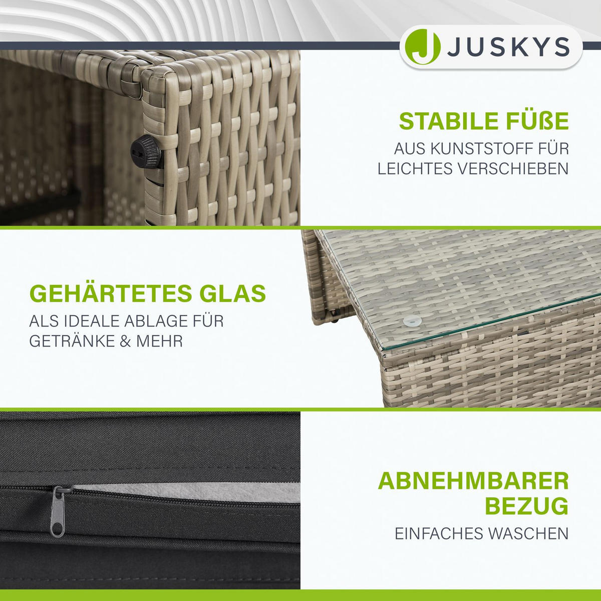 LOUNGEGARNITUR Salou grau - Grau, Kunststoff - Juskys