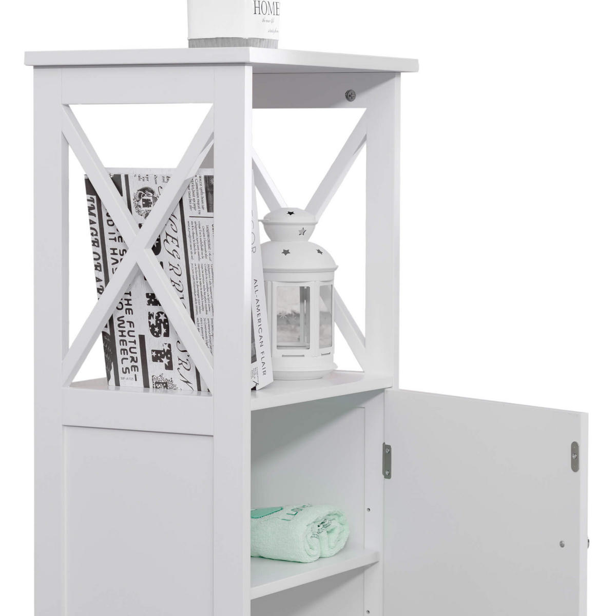 BADEZIMMERSCHRANK Weiß 30/40/92 cm - Weiß, Holzwerkstoff (30/92/40cm) - Mobili Rebecca