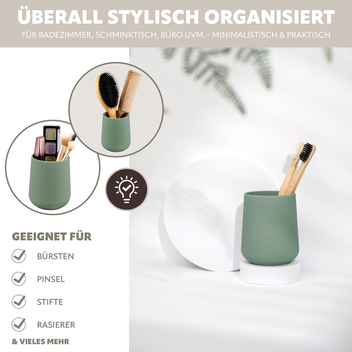 BECHER-SET TESERO 2tlg., Soft-Touch, grün - Grün, Kunststoff (8.5/10.5/8.5cm) - eluno