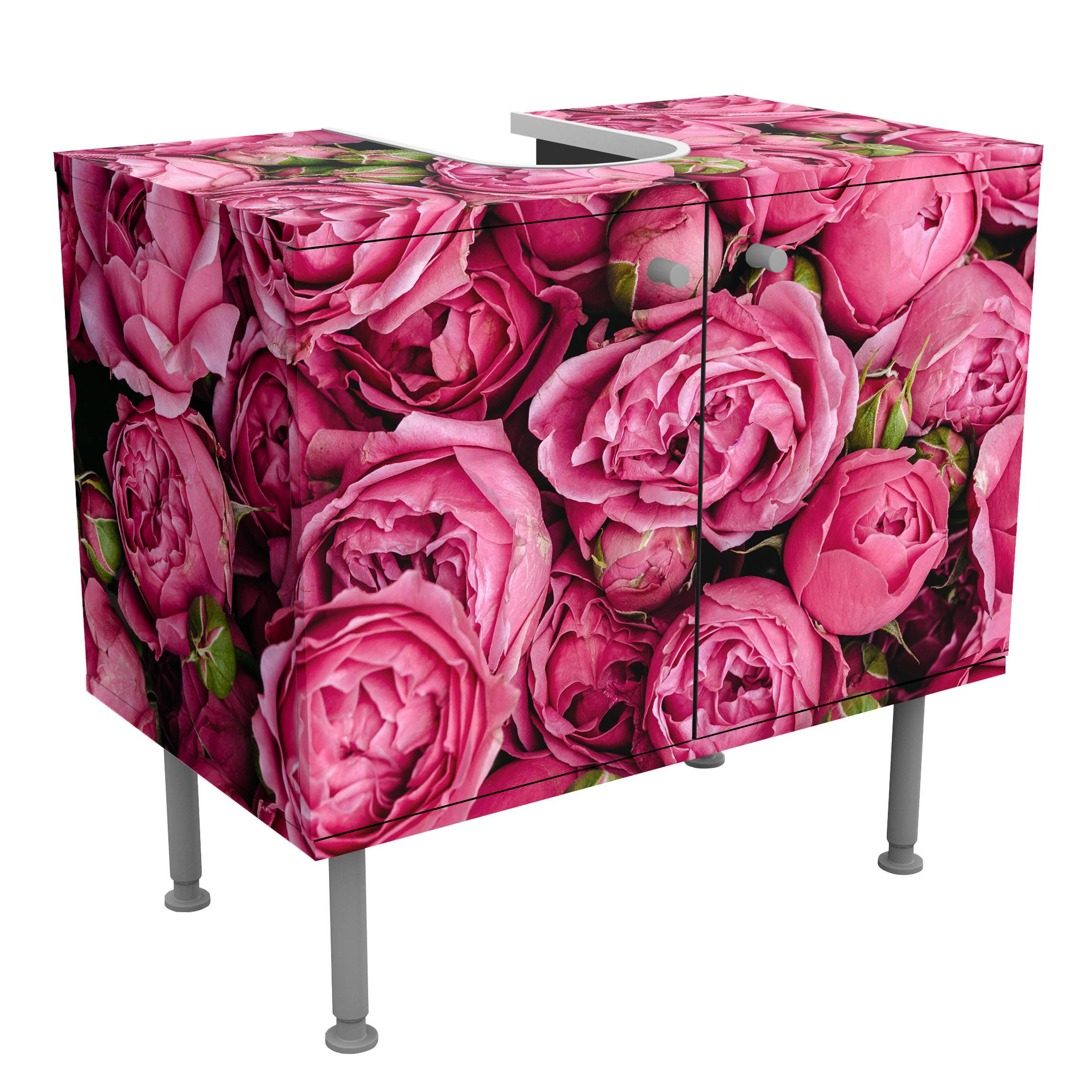 WASCHBECKENUNTERSCHRANK Pinke Pfingstrosen 60/55/35 cm - Pink, Holzwerkstoff (60/55/35cm) - Bilderwelten