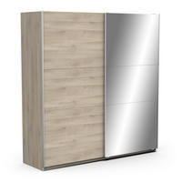 KLEIDERSCHRANK, 2 Schiebetüren mit Spiegel - GHOST - Eiche - 194,5 x 59,9 x 203 cm - Beige, Holz (59.9/203/148cm) - Demeyere