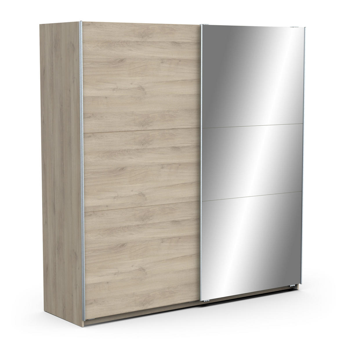 KLEIDERSCHRANK, 2 Schiebetüren mit Spiegel - GHOST - Eiche - 194,5 x 59,9 x 203 cm - Beige, Holz (59.9/203/148cm) - Demeyere