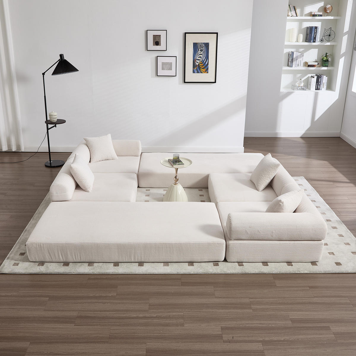 ECKSOFA Cord Beige mit Stauraum - Beige, Textil/Metall (270/180cm) - WISHDOR