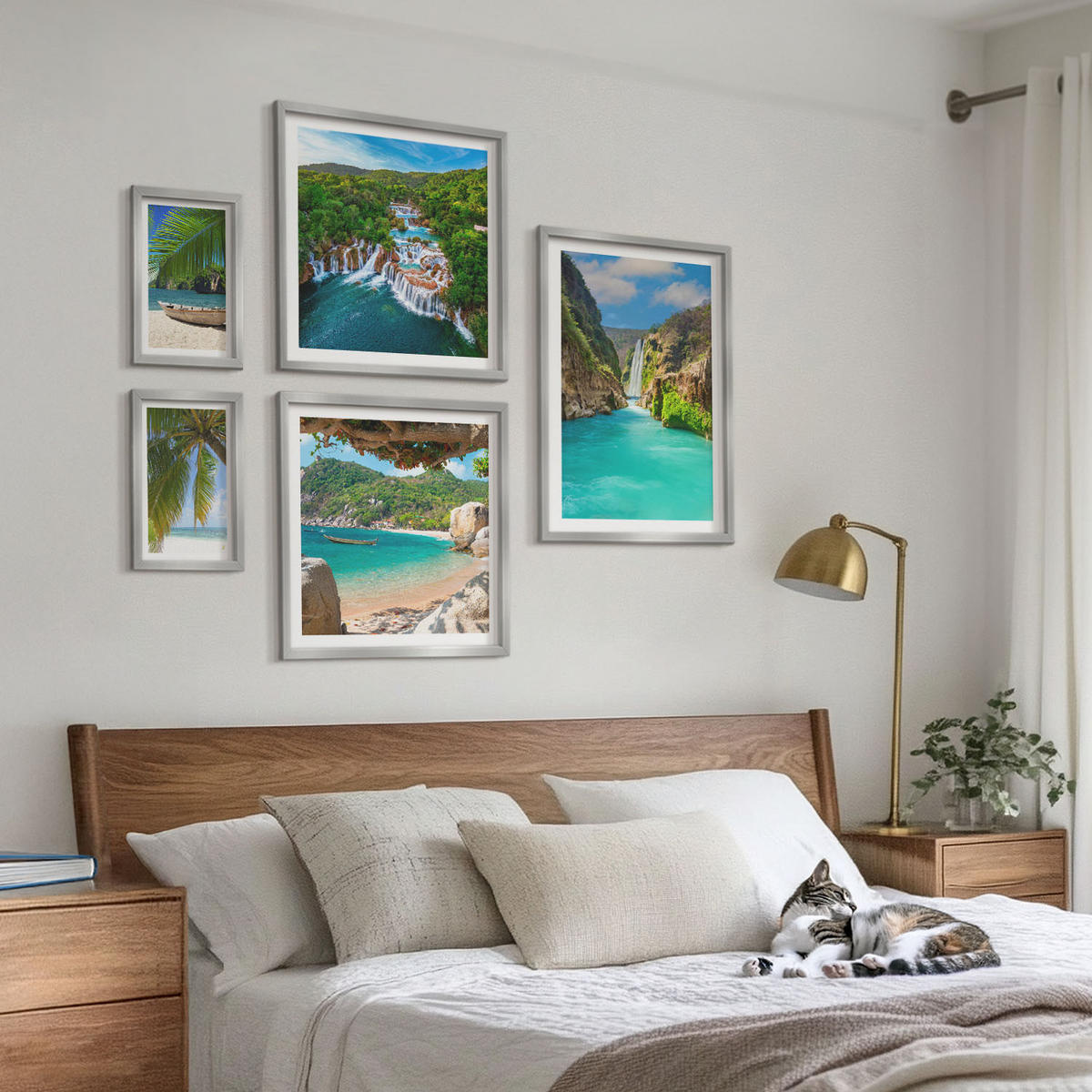 BILDER SET 5er Set - 50x50 cm & 20x30 cm & 40x60 cm Silberner Rahmen - Eiffels Straßenarchitektur - Silberfarben, Kunststoff (40/60cm) - TULUP