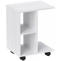 BEISTELLTISCH in C-Form, Couchtisch mit Rollen, 45 x 35 x 58 cm, Weiß - Weiß, Holzwerkstoff (35/45/58cm) - HOMCOM