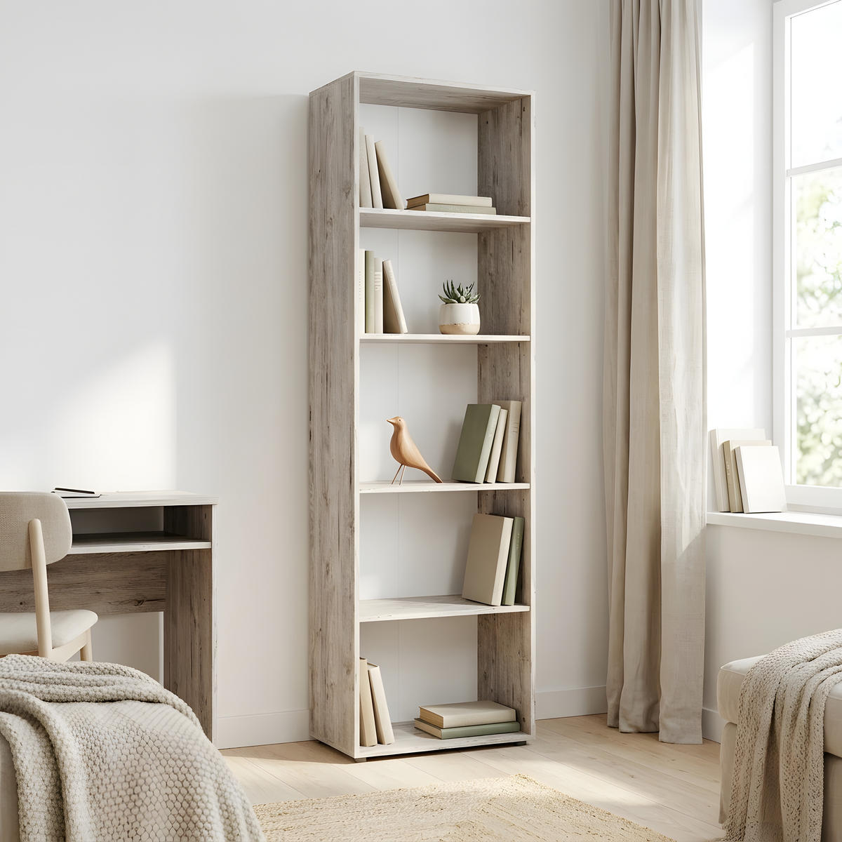 JUGENDZIMMER Mega-Set Bente 5-tlg. - Eichefarben/Silberfarben, Holzwerkstoff/Kunststoff (1/1/1cm) - arthur berndt