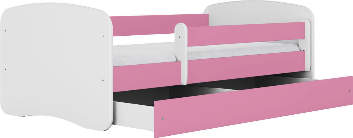 KINDERBETT Emily mit Schublade und Matratze, Rosa 70x140 cm - Rosa/Weiß, Holzwerkstoff (140/70cm) - WFL GROUP