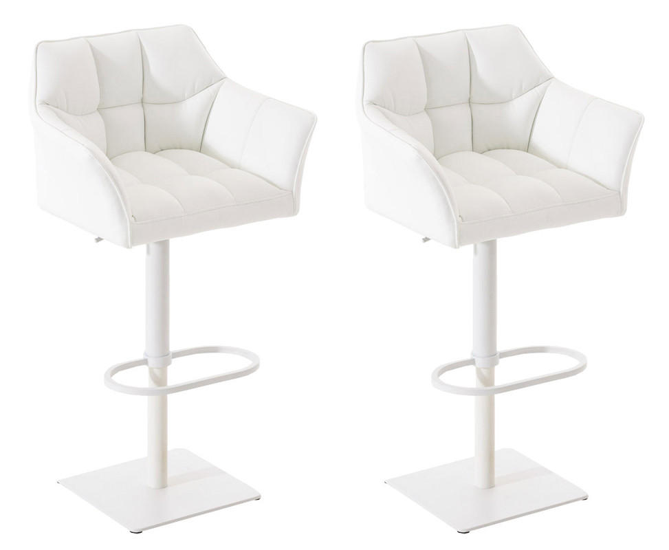 BARHOCKER 2er Set Sihar Kunstleder Weiß Weiß - Weiß, Leder/Metall (64/88/45cm) - DELUKE