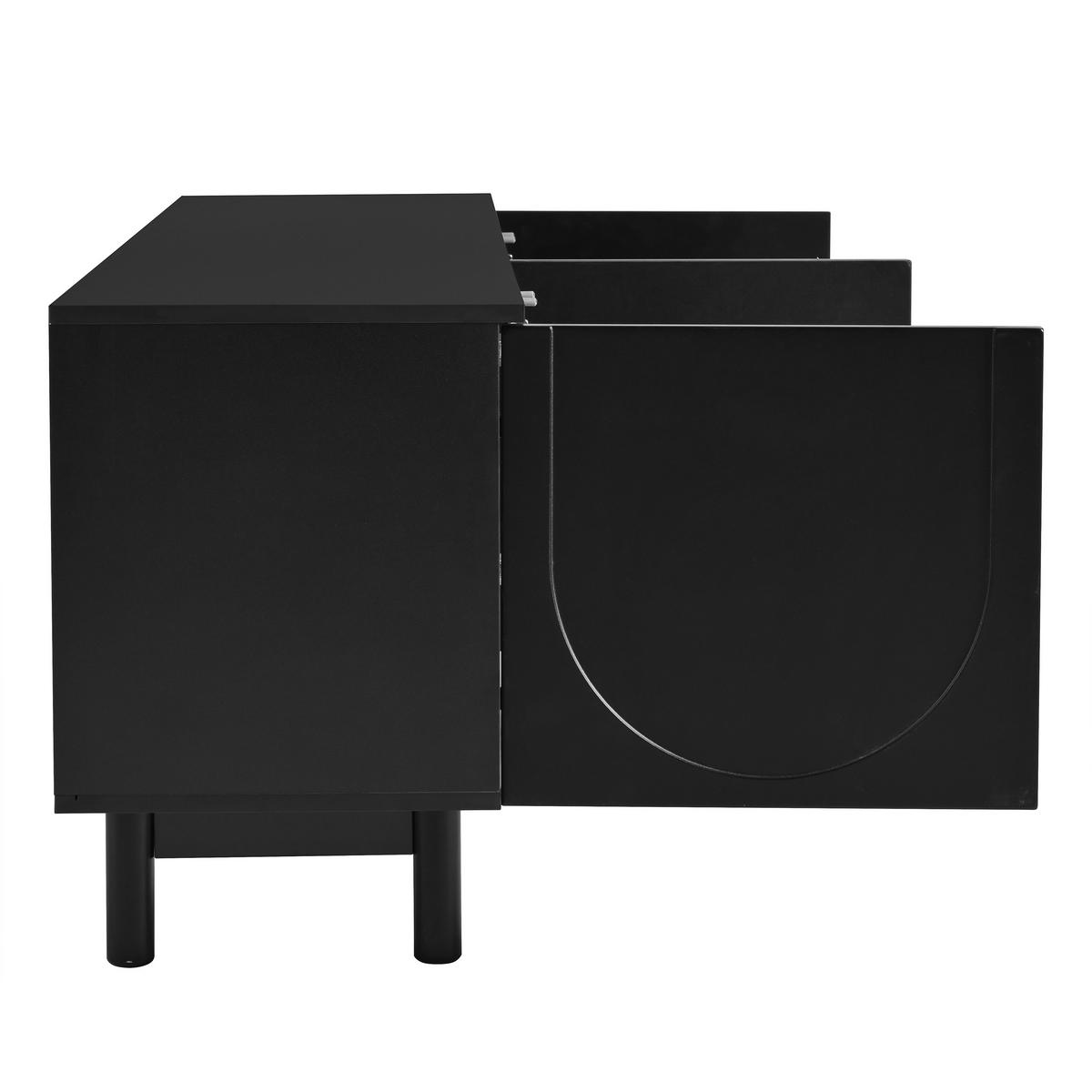 TV-MÖBEL Schwarz 175/38/56 cm - Schwarz, Holzwerkstoff (175/56/38cm) - PANGIVO