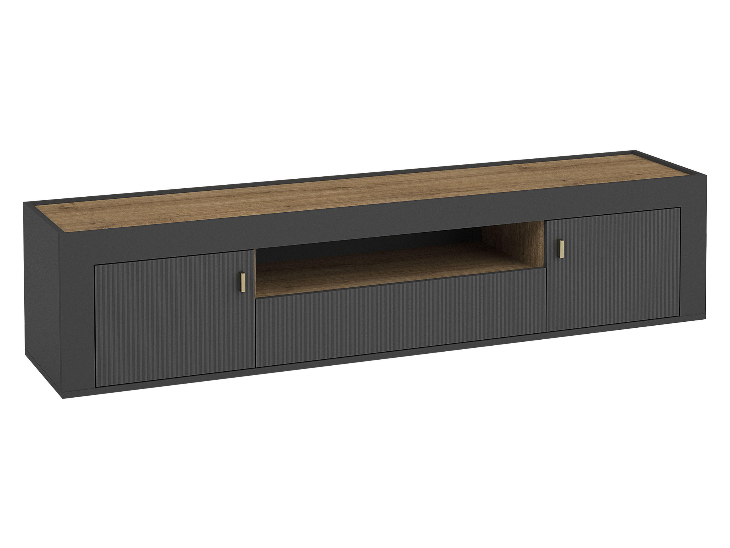 Mirjan24 Tv-Lowboard Schwarz 177x40x40 cm