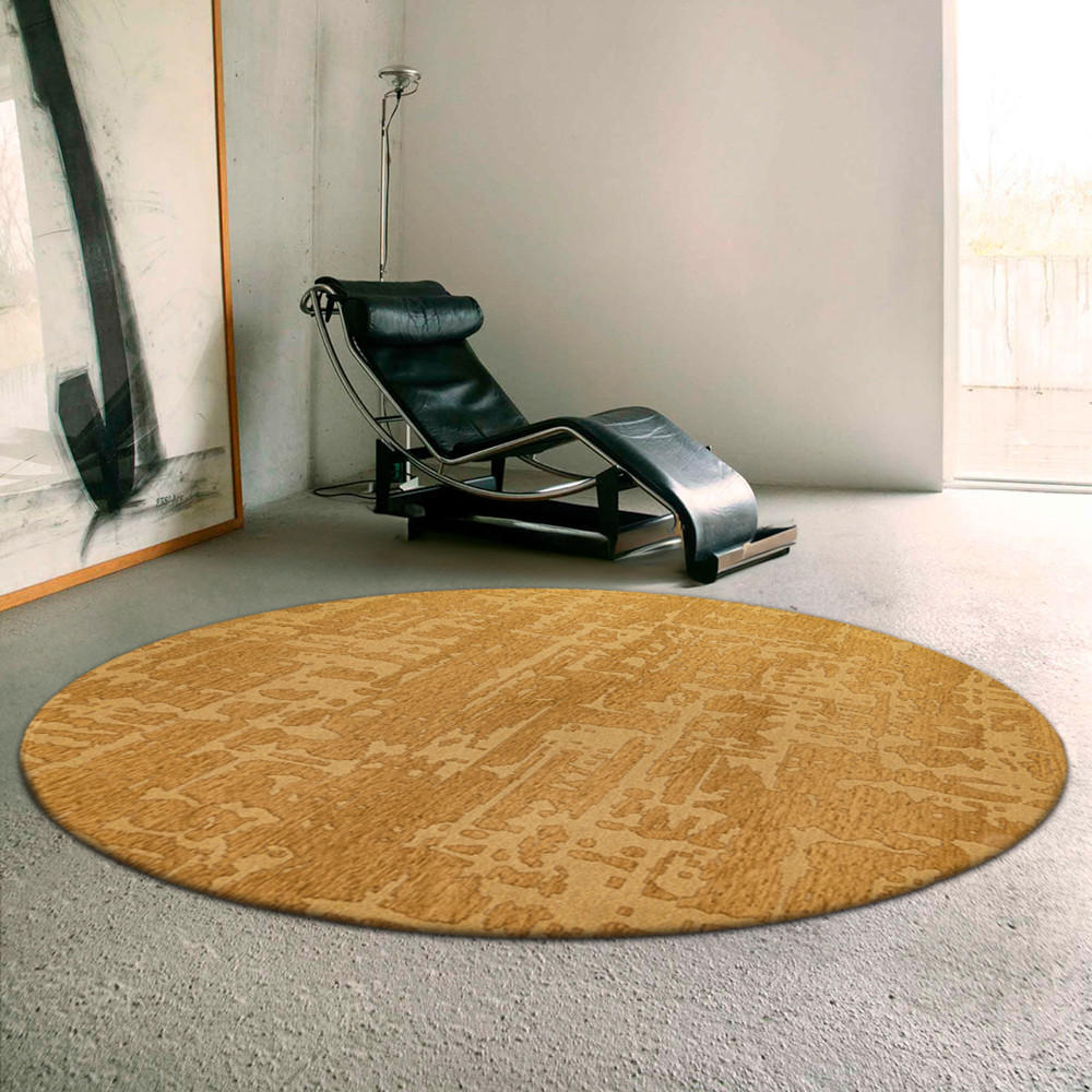 TEPPICH Madagascar Gold Structures 140/140 cm - Gelb, Textil (140/140cm) - Louis De Poortere