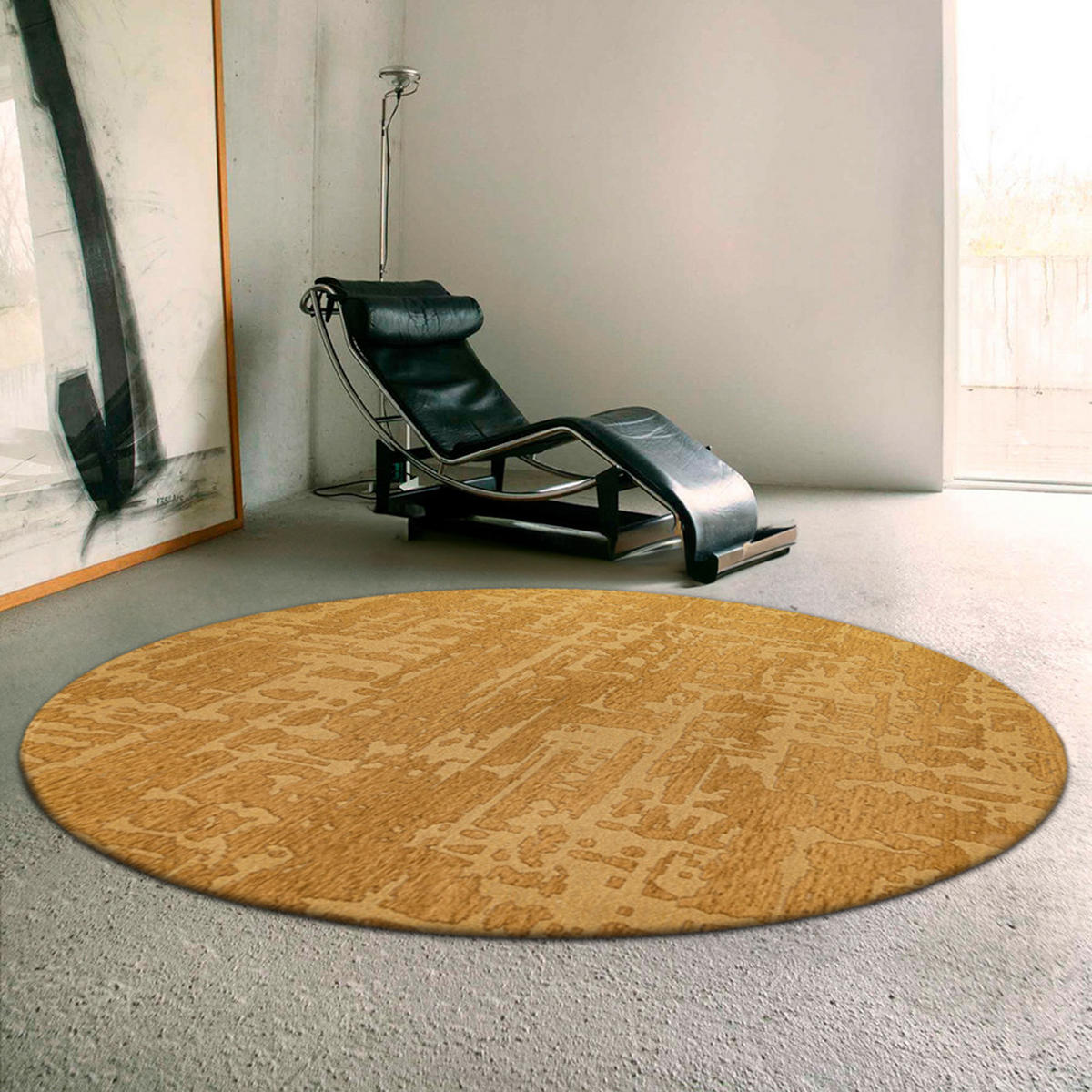 TEPPICH Madagascar Gold Structures 140/140 cm - Gelb, Textil (140/140cm) - Louis De Poortere