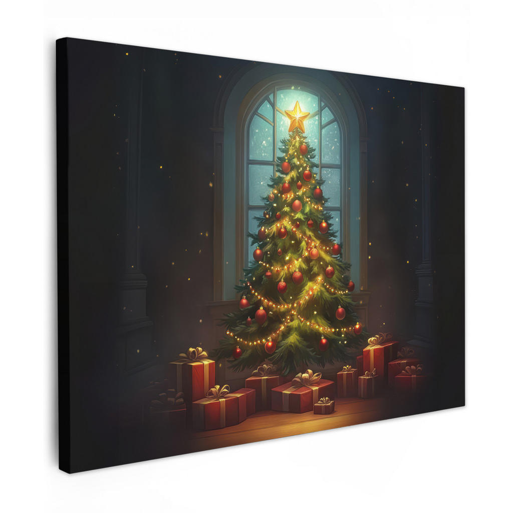 MuchoWow OBRAZ NA PLÁTNĚ Vánoční stromek - Dárek - Zima 80x60 cm